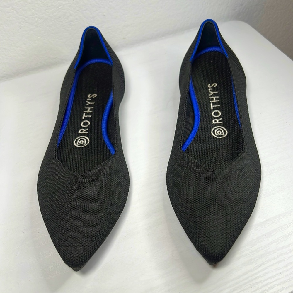 ROTHY’S ‘THE POINT’ WOMEN’S SOLID BLACK BALLET FLATS POINTED TOE SHOES SZ US 9